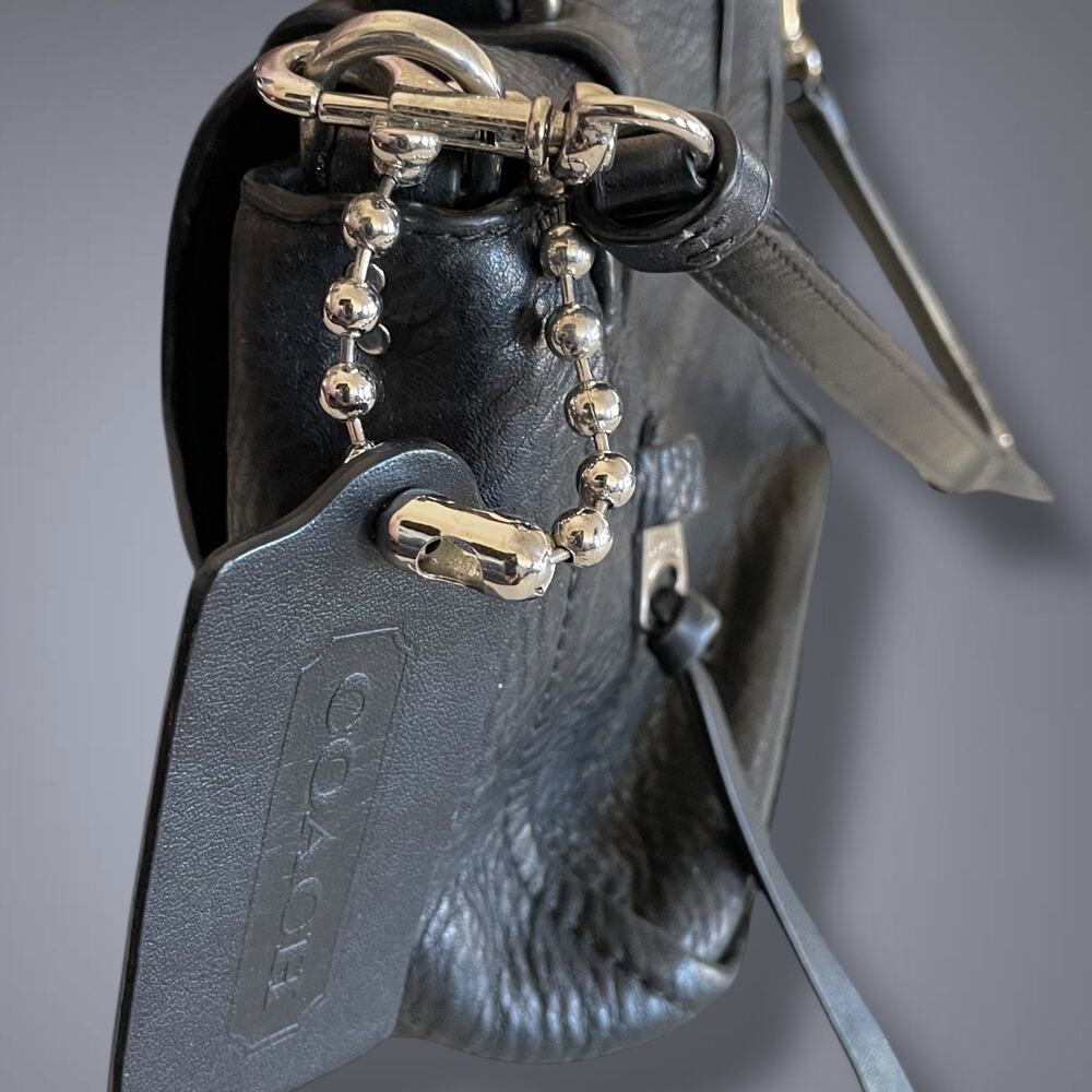 Coach Pebbled Black Leather Shoulder Bag - Picture 13 of 15